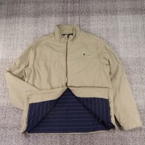 American Eagle Outfitters Mens Khaki Tan Full Zip Jacket Quilted Lining Large